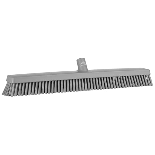 Vikan 319588 24" Heavy-Duty Push Broom, Soft/Stiff, Gray - color: Gray