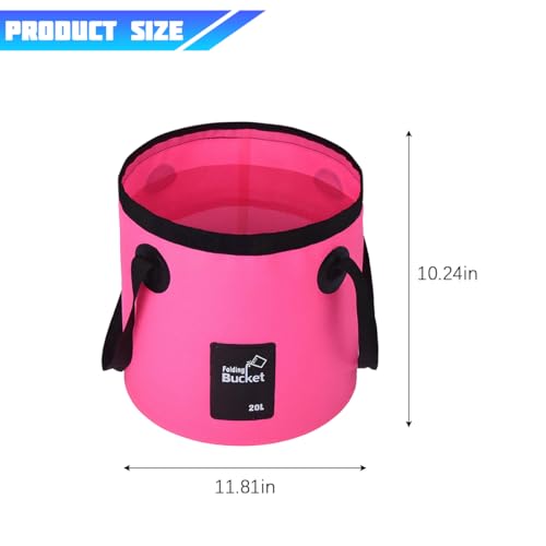 Bittwee 20L 5 Gallon Car Collapsible Bucket with Handle, Outdoor Vehicle Washing Water Folding Container, Leakproof Portable Automotive Wash Basin, Universal for SUV RV Truck (Rose Red) - color: Rose Red