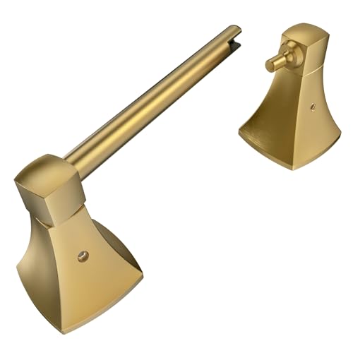 Toilet Paper Holder Wall Mount Brushed Gold Double Post Pivoting Tissue Roll Holder Stainless Steel and Zinc Alloy for Bathroom RV Commercial - color: Brushed Gold
