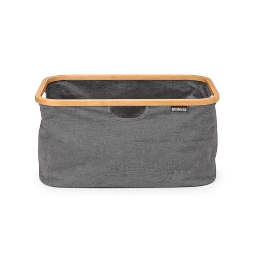 Brabantia - Foldable Laundry Basket 10.6 Gal - Water Resistant Hamper for Wet & Dry Laundry - Storage Basket for Clothes & Linen - Bamboo Rim for Easy Grip - Garment Washing - Pepper Black - color: Pepper Black, size: 10.6 Gal, style: Foldable