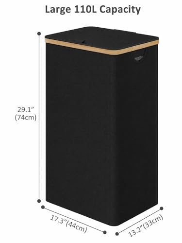 IEGrow Laundry Hamper with Lid,85L Laundry Basket with Mesh Bags,Black - color: Black, size: 85L