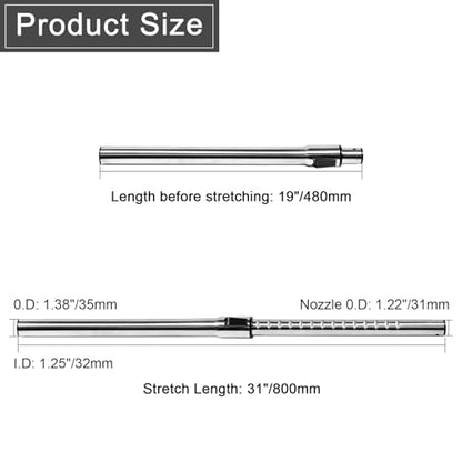 Eagles 1-1/4" Vacuum Extension Wands, 32mm Universal Stainless Steel Telescopic Hose Metal Vacuum Wand Hose Vacuum Cleaner Accessories Length 31"