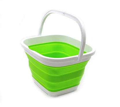 SAMMART 11L (2.9 Gallon) Collapsible Rectangular Handy Bucket (1, Green) - color: Green