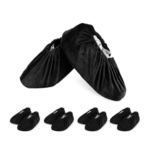 LAKE OF FIRE 5-Pair Reusable Shoe Covers, Non-Slip, Washable, and Thickened Boot Covers for Floor and Carpet Protection - color: 5 Black