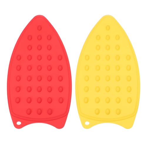 PATIKIL Silicone Iron Rest Pad, 2 Pcs Multipurpose Hot Heat Resistant Iron Rest Plate Protective Pad for Ironing Board Hot Resistant Steamer Steam Compact Mat, Red Yellow - color: Red Yellow