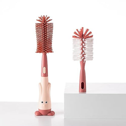 Silicone Baby Bottle Brush with Stand, Water Bottle Brush Cleaner Set - color: Pink 1