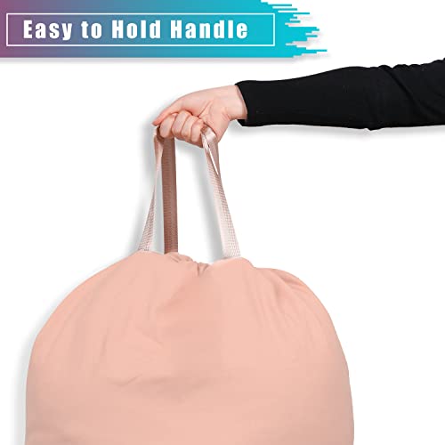 LOLOMLO Extra Large Canvas Laundry Bags with Handles & Drawstring Closure, Heavy Duty Tears Resistant Clothes Storage Travel Bags, Machine Washable Multi Use Laundry Bag liner for Laundry Hamper - color: Light Pink