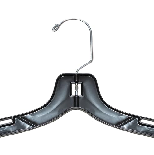 NAHANCO 17” Black Mid-Heavyweight Plastic Hanger, Chrome Hook, 100 Pack - color: Black With Chrome Hook