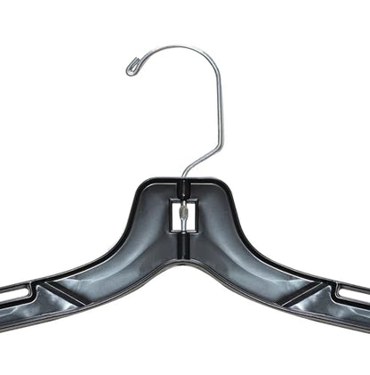 NAHANCO 17” Black Mid-Heavyweight Plastic Hanger, Chrome Hook, 100 Pack - color: Black With Chrome Hook