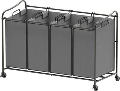 Simple Houseware 4-Bag Heavy Duty Laundry Sorter Rolling Cart, Dark Grey - color: Dark Grey