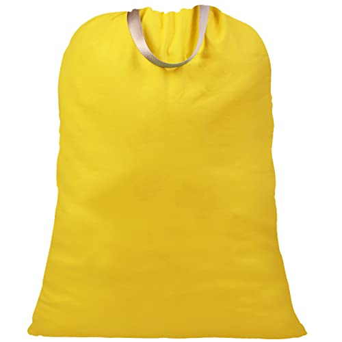 LOLOMLO Extra Large Canvas Laundry Bags with Handles & Drawstring Closure, Heavy Duty Tears Resistant Clothes Storage Travel Bags,25.5"x34",Yellow - color: Yellow
