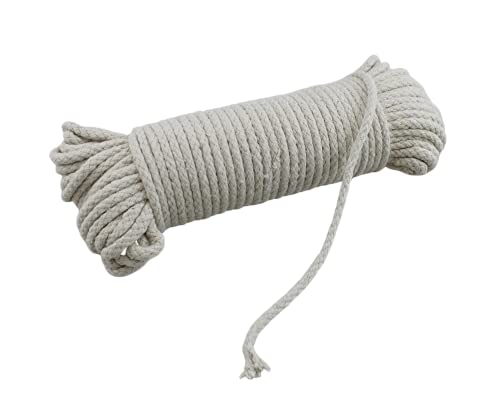 100 Ft Heavy Duty Braided Cotton Rope Clothesline Approximately #6 1/4" 6 mm Multi Purpose Home Boat Camping - size: Size #6
