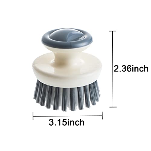 Dish Scrub Brush,Ergonomic Grip Palm Brush,Kitchen Scrub Brushes for Cleaning, Dish Scrubber with Stiff Bristles for Sink, Pots, Pans (2P Grey) - color: 2p Grey
