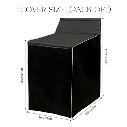 1Pack Washer and Dryer Covers Outdoor Washing Machine Cover for Top and Front Load 420D PU Waterproof Laundry Dryer Cover with Zipper and Storage Bag, W29”x D28”x H43” (Black)