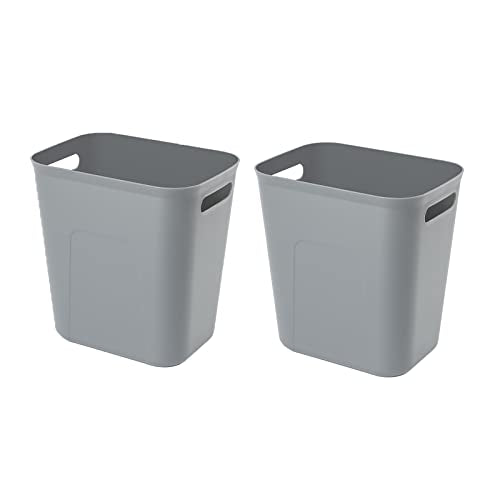 Plastic Small Bathroom Trash Can Wastebasket, 3.5 Gallon, Grey, 2 Pack - color: Grey, size: 3.5 Gallon/2 Pack