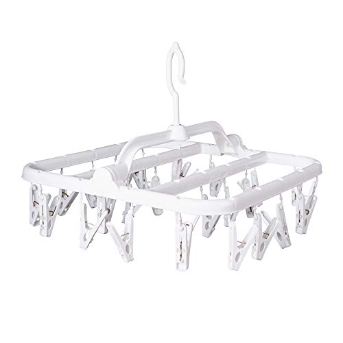 Foldable Clip Hangers with 26 Drying Clips, Underwear Hanger with Clips, Plastic Laundry Clip and Drip Drying Hanger for Socks, Bras, Lingerie, Clothes, Sturdy, White - color: White, size: 1 PC