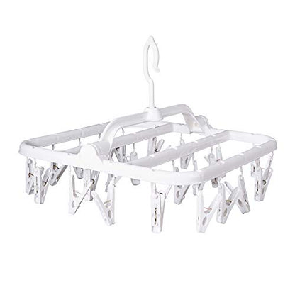 Foldable Clip Hangers with 26 Drying Clips, Underwear Hanger with Clips, Plastic Laundry Clip and Drip Drying Hanger for Socks, Bras, Lingerie, Clothes, Sturdy, White - color: White, size: 1 PC