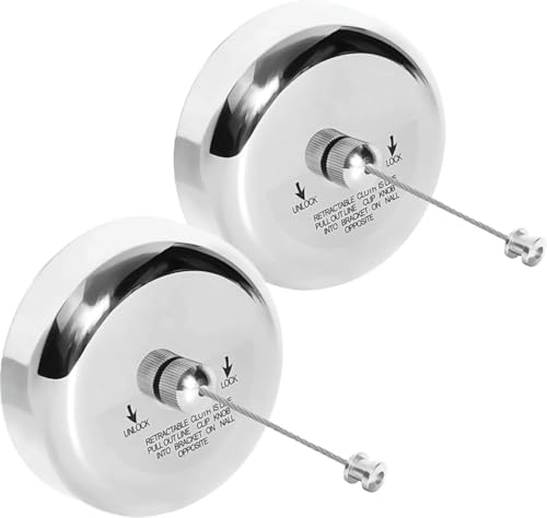 Little World Retractable Clothesline - 2PK 304 Stainless Steel Clothes Line, Durable Heavy Duty Adjustable Retract Clothesline with Wire Rope for Indoor Outdoor Laundry Room (9.2FT Steel String) - style: 2 Pcs