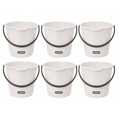 Superio 2.75 Gallon Plastic Cleaning Bucket with Large Spout, Utility Pail for Mopping, Car Wash, Fishing, Camping & Household Use, Light Grey, 6 Pack - color: Light Grey, size: 6 Pack
