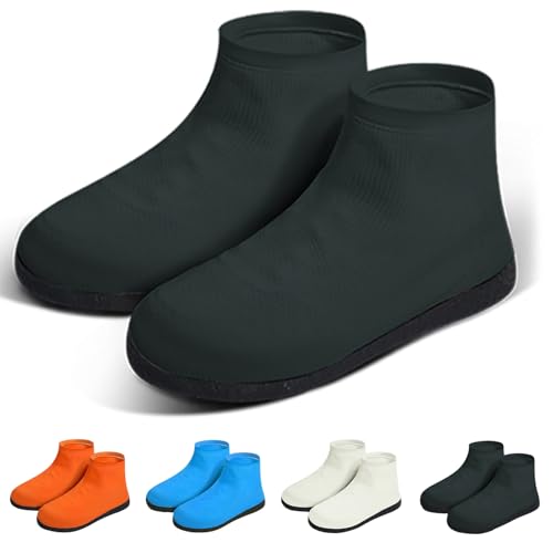 Waterproof Shoe Covers, Reusable Latex Rain Shoe Covers, Black, L