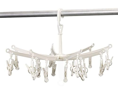 DurReus Foldable Clip Drip Laundry Hanger Portable Plastic Hanging Dryer with 20 Clips for Drying Cloth Diapers,Baby Clothes,Bras,Underwear,Hat,Gloves,Socks - color: 20 Clips Plastic