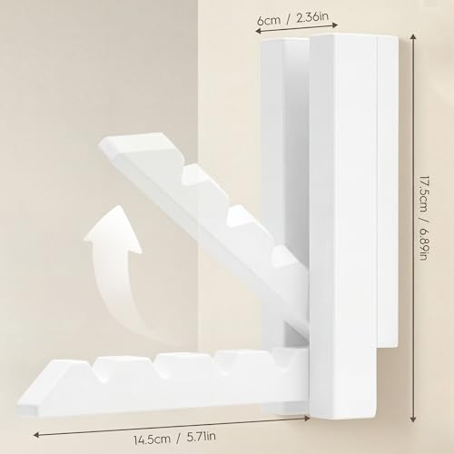 2 Pack Clothes Drying Rack Wall Mounted,Space Saver Wood Wall Mounted Folding Clothes Hanger Rack for Laundry Room,Bathrooms,Closet Storage Organization,Easy to Install - color: White