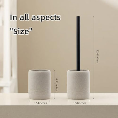 Toilet Brush and Holder Set, 2 PCS,Simple Sandstone Look,Beige