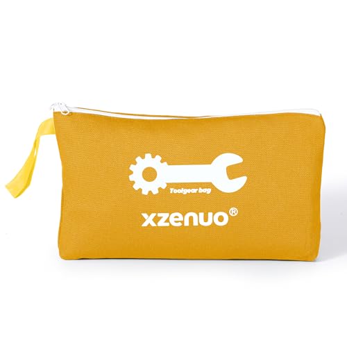 Small Tool Bag with Zipper,16oz 12 inch Tool Pouches - color: Orange