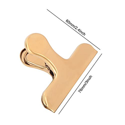 Fdit Brass Vintage Retro Clip Bill Holder with Stainless Steel - Golden T Clip