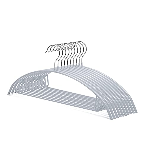 Nature Smile Non Slip PVC Coating Sweater Hangers,Dress Suit Coat Hangers,Shoulder Bump Free Golf T Shirts Clothes Hangers (Silvery Grey Color 10 Pack) - color: Silvery Grey, size: 10 Pack