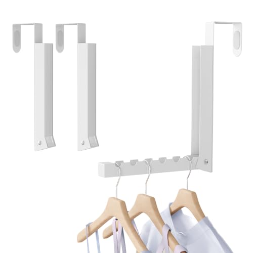 Over the Door Hook, Door Hooks for Hanging Towels, Bags,Coats,Umbrellas, Mirrors, Over Door Dual-Hook, Suitable for Bathrooms, Bedrooms, Laundry Rooms, Kitchens, Storage Rooms (White-2-BK) - color: White-2Pack-BK