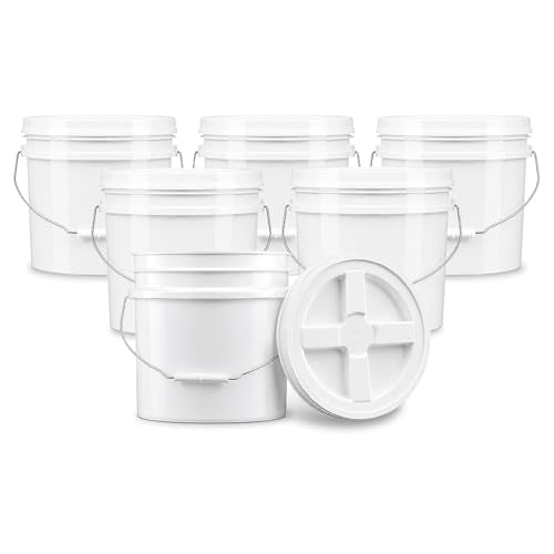 ePackageSupply 3.5 Gallon Bucket, Food-Grade w/Lid, BPA-Free, White,6 Packs - color: White, size: 6 Packs