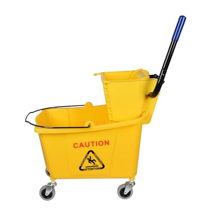 Side-Press Wringer Commercial Mop Bucket on Wheels, 35-Quart
