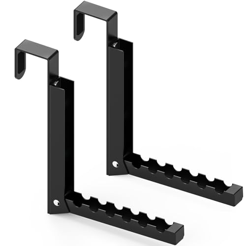 2 Pcs Over The Door Hooks - Folding Over Door Clothes Drying Laundry Rack with 6 Groves - Hanger for Clothes & Towels (Black) - color: Black-2pcs
