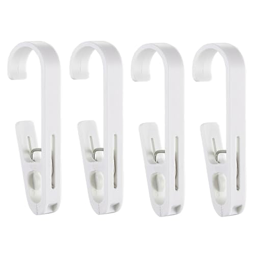 Large Laundry Hook Clothes pins 4Pcs Sock Clip Laundry Clips with Springs, Strong Plastic Clothes Drying Line Pegsfor Home Kitchen Outdoor (White - color: 4 White