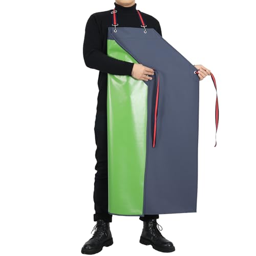 Heavy Duty PVC Waterproof Apron Oil Resistant Chemical Corrosion Resistance for Food Factories Kitchens Gardening - color: Deep Blue-47.2lnches (120cm)