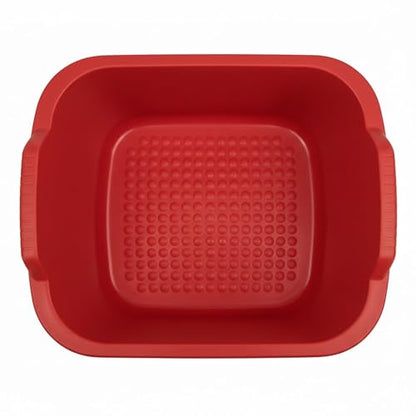 Plastic Wash Tub Dishpan Basin and Foot Bath for Soaking Feet - Red - color: Red