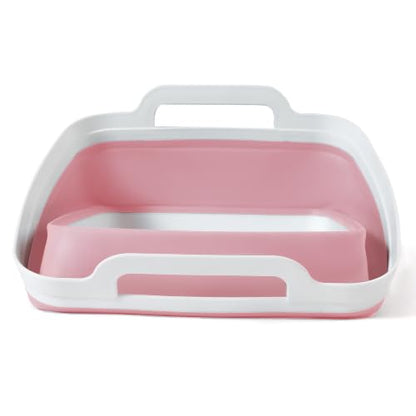 FOSJGO Collapsible Dish Basin with Drain Plug, Foldable Sink, 2.4 Gal (9L) - color: Pink