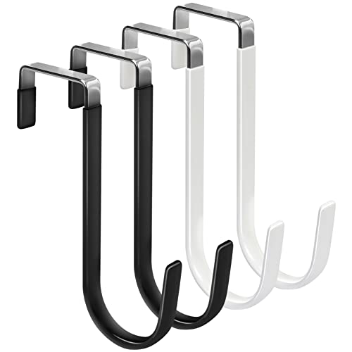 FYY Over the Door Hooks, Single-Hanger 4 Pack, Fits Doors 1 3/8" Mix - color: A Black & White, size: Short, style: 4 Pack
