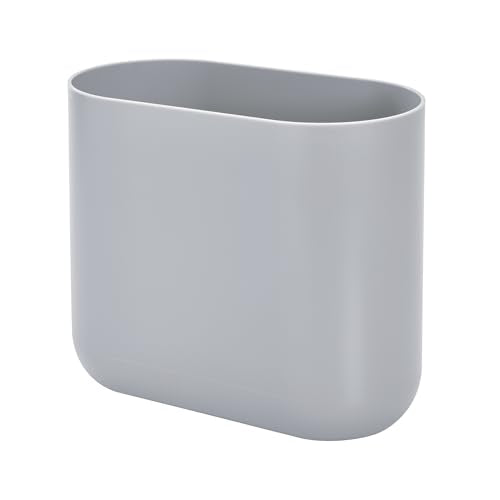 iDesign Small Slim Plastic Bathroom Trash Can, Gray - color: Gray, style: Pack of 1