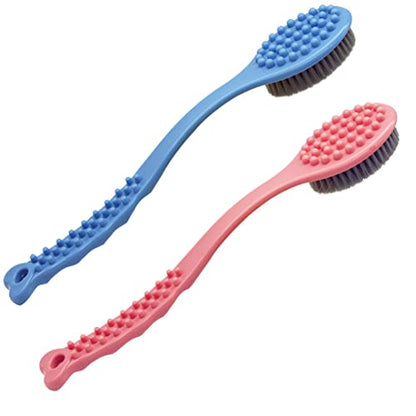 Long Handle Bath Brush for Shower-Soft & Comfortable Dry Skin Body Massage Brush Back Exfoliation Brushes (blue and Pink) - color: Blue and Pink