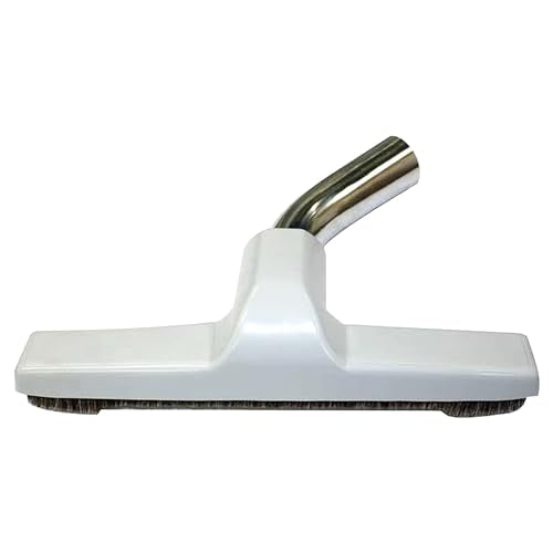 Selgo Floor Brush with Metal Curved Swivel Elbow with Soft Horsehair Bristles, for Eureka and Universal Vacuum Cleaners with 1 and 1/4 Inch Wand Size Opening (1.25 Inch) (32mm) 10 Inch Wide - color: White - Metal