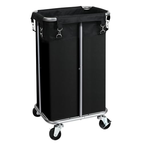 100L Rolling Laundry Hamper Basket with Wheels for Bedroom, Black - color: Black