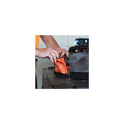 Klein Tools 55470 Utility Bag, Stand-Up Zipper Tool Bags, Tough 1680d Ballistic Weave, Reinforced Bottoms, Orange/Black, Gray/Black, 2-Pack - size: 2-Piece, style: 2-Piece