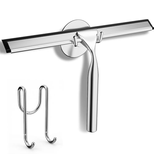 FARMER 10-Inch Shower Squeegee for Glass Doors, Windows and Mirrors, Silver - color: Silver