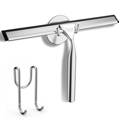 FARMER 10-Inch Shower Squeegee for Glass Doors, Windows and Mirrors, Silver - color: Silver