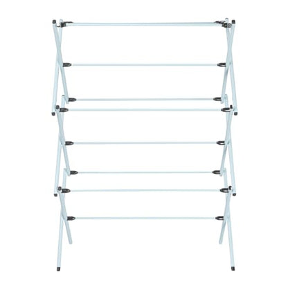 Household Essentials Folding Clothes Drying Rack with Strong Steel Frame and 11 Coated Dowels, White - color: White/Black