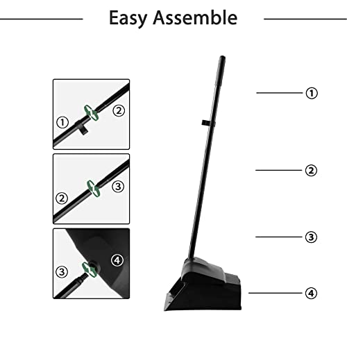 Eyliden Heavy-Duty Commercial Broom and Dustpan Set, Windproof Lid