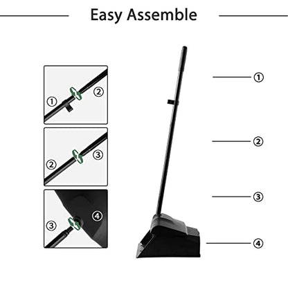 Eyliden Heavy-Duty Commercial Broom and Dustpan Set, Windproof Lid