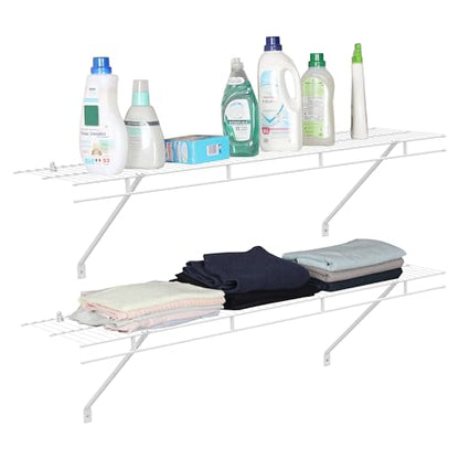 HAUSHOF 2 Pack Closet Shelves Wall Mounted, 4 ft x 12 in Wire Shelf Kit - size: 4ft x 12in